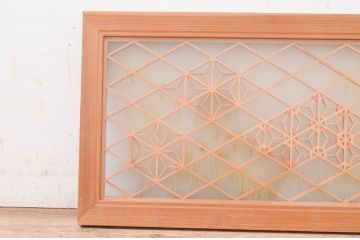 アンティーク建具　両面ガラス　組子入りガラス欄間1枚(明り取り、明かり取り)(R-071524)
