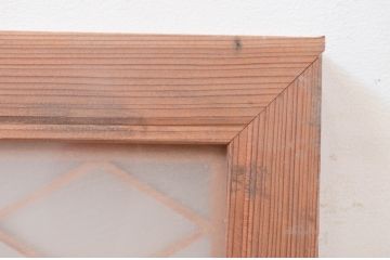 アンティーク建具　両面ガラス　組子入りガラス欄間1枚(明り取り、明かり取り)(R-071524)