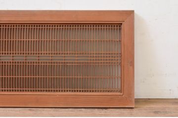アンティーク建具　片面ガラス　和の趣溢れる筬欄間1枚(格子欄間、明かり取り、明り取り、オサランマ、おさらんま)(R-071525)