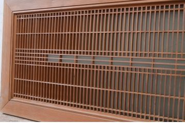 アンティーク建具　片面ガラス　和の趣溢れる筬欄間1枚(格子欄間、明かり取り、明り取り、オサランマ、おさらんま)(R-071525)