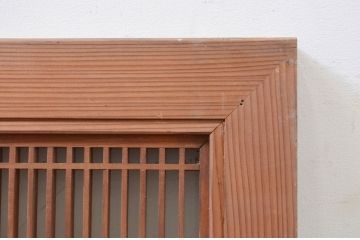 アンティーク建具　片面ガラス　和の趣溢れる筬欄間1枚(格子欄間、明かり取り、明り取り、オサランマ、おさらんま)(R-071525)