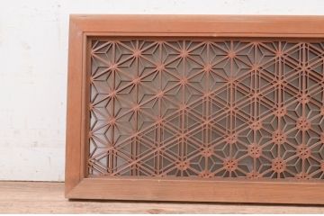 アンティーク建具　片面ガラス　凝ったデザインが魅力的な組子入り欄間1枚(明かり取り、明り取り)(R-071526)