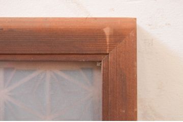 アンティーク建具　片面ガラス　凝ったデザインが魅力的な組子入り欄間1枚(明かり取り、明り取り)(R-071526)