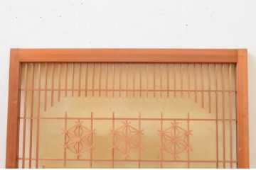 アンティーク建具　片面ガラス　上品な和の空間を演出する組子欄間1枚(明かり取り、明り取り)(R-071527)