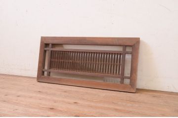アンティーク建具　片面ガラス　和の趣溢れる筬欄間1枚(格子欄間、明かり取り、明り取り、オサランマ、おさらんま)(R-071528)