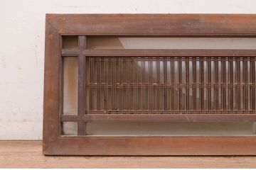 アンティーク建具　片面ガラス　和の趣溢れる筬欄間1枚(格子欄間、明かり取り、明り取り、オサランマ、おさらんま)(R-071528)
