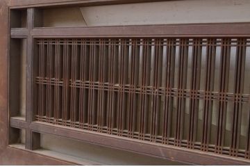 アンティーク建具　片面ガラス　和の趣溢れる筬欄間1枚(格子欄間、明かり取り、明り取り、オサランマ、おさらんま)(R-071528)