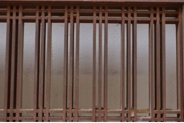 アンティーク建具　片面ガラス　和の趣溢れる筬欄間1枚(格子欄間、明かり取り、明り取り、オサランマ、おさらんま)(R-071528)