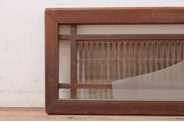 アンティーク建具　片面ガラス　和の趣溢れる筬欄間1枚(格子欄間、明かり取り、明り取り、オサランマ、おさらんま)(R-071528)