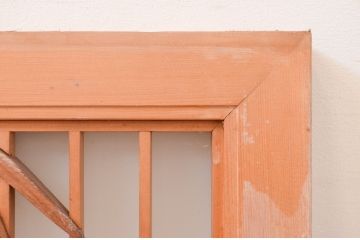 アンティーク建具　片面ガラス　和の雰囲気を高める梅と竹の彫刻欄間1枚(明り取り、明かり取り)(R-071530)