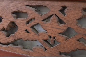 アンティーク建具　欅(ケヤキ)材　躍動感ある鳳凰が魅力的な彫刻欄間1枚(明り取り、明かり取り)(R-071531)