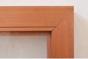 アンティーク建具　両面ガラス　松の彫刻入り格子欄間1枚(明かり取り、明り取り)(R-071532)