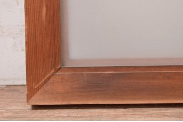 アンティーク建具　両面ガラス　松の彫刻入り格子欄間1枚(明かり取り、明り取り)(R-071532)