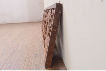アンティーク建具　花梨(カリン)材　松と鶴の彫刻が風情を感じる両面彫刻欄間1枚(明り取り、明かり取り)(R-071534)