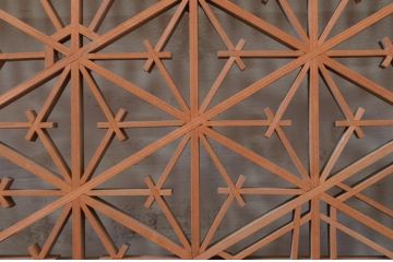 アンティーク建具　上質な和の空間を演出する組子入り筬欄間1枚(明り取り、明かり取り、オサランマ、おさらんま)(R-071536)