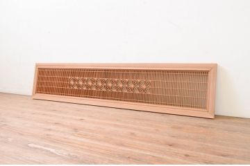 アンティーク建具　片面ガラス　上質な和の空間を演出する組子入り筬欄間1枚(明り取り、明かり取り、オサランマ、おさらんま)(R-071539)
