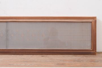 アンティーク建具　片面ガラス　上質な和の空間を演出する組子入り筬欄間1枚(明り取り、明かり取り、オサランマ、おさらんま)(R-071539)