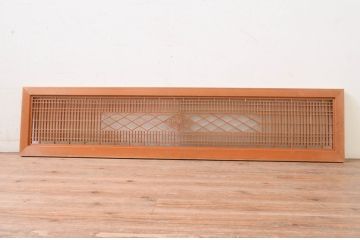 アンティーク建具　片面ガラス　品のあるデザインが魅力的な組子入り筬欄間1枚(明り取り、明かり取り、オサランマ、おさらんま)(R-071540)