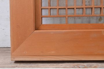 アンティーク建具　片面ガラス　品のあるデザインが魅力的な組子入り筬欄間1枚(明り取り、明かり取り、オサランマ、おさらんま)(R-071540)