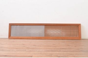 アンティーク建具　片面ガラス　品のあるデザインが魅力的な組子入り筬欄間1枚(明り取り、明かり取り、オサランマ、おさらんま)(R-071540)