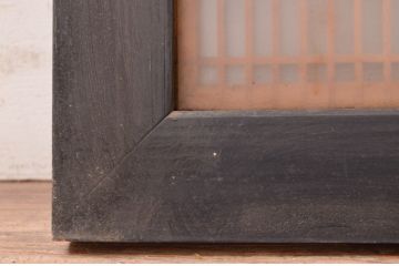 アンティーク建具　両面ガラス　黒縁がアクセントの組子入り筬欄間1枚(明り取り、明かり取り、オサランマ、おさらんま)(R-071541)