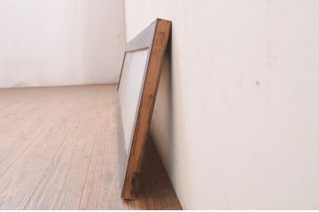 アンティーク建具　両面ガラス　黒縁がアクセントの組子入り筬欄間1枚(明り取り、明かり取り、オサランマ、おさらんま)(R-071541)