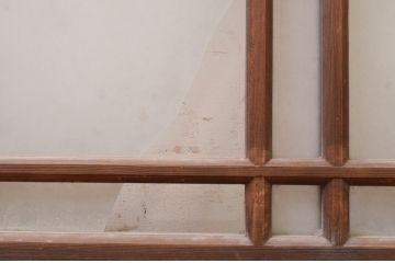 アンティーク建具　大正ロマン　ノスタルジックな雰囲気漂うガラス欄間1枚(窓、明り取り、明かり取り)(R-071542)
