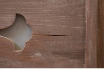 アンティーク建具　片面ガラス　落ち着いた和の空間を演出する透かし彫り欄間1枚(明り取り、明かり取り)(R-071543)