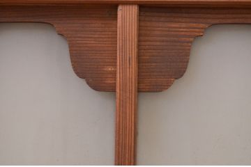 アンティーク建具　大正ロマン　変わったデザインの明かり取り1枚(ガラス欄間、明り取り)(R-071544)