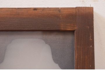 アンティーク建具　大正ロマン　変わったデザインの明かり取り1枚(ガラス欄間、明り取り)(R-071544)