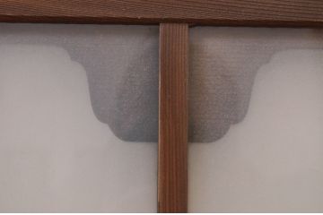 アンティーク建具　大正ロマン　変わったデザインの明かり取り1枚(ガラス欄間、明り取り)(R-071544)