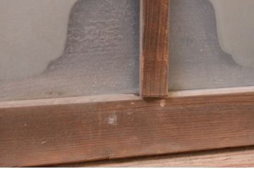 アンティーク建具　大正ロマン　変わったデザインの明かり取り1枚(ガラス欄間、明り取り)(R-071544)