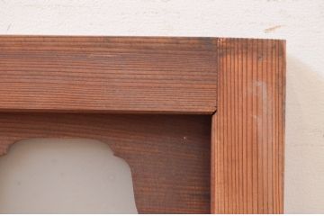 アンティーク建具　大正ロマン　変わったデザインの明かり取り1枚(ガラス欄間、明り取り)(R-071545)