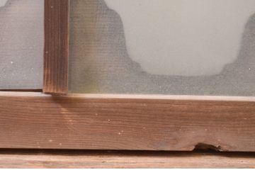 アンティーク建具　大正ロマン　変わったデザインの明かり取り1枚(ガラス欄間、明り取り)(R-071545)