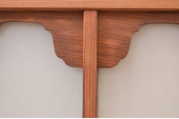 アンティーク建具　大正ロマン　変わったデザインの明かり取り1枚(ガラス欄間、明り取り)(R-071546)