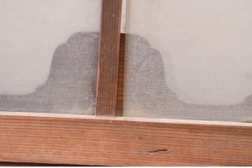 アンティーク建具　大正ロマン　変わったデザインの明かり取り1枚(ガラス欄間、明り取り)(R-071546)