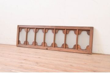 アンティーク建具　大正ロマン　変わったデザインの明かり取り1枚(ガラス欄間、明り取り)(R-071547)