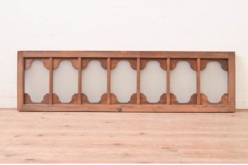 アンティーク建具　大正ロマン　変わったデザインの明かり取り1枚(ガラス欄間、明り取り)(R-071547)