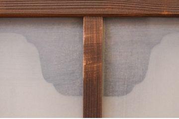 アンティーク建具　大正ロマン　変わったデザインの明かり取り1枚(ガラス欄間、明り取り)(R-071547)