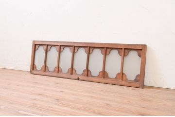 アンティーク建具　大正ロマン　変わったデザインの明かり取り1枚(ガラス欄間、明り取り)(R-071548)