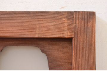 アンティーク建具　大正ロマン　変わったデザインの明かり取り1枚(ガラス欄間、明り取り)(R-071548)