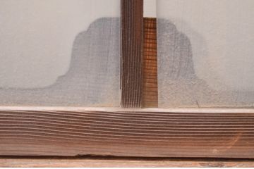 アンティーク建具　大正ロマン　変わったデザインの明かり取り1枚(ガラス欄間、明り取り)(R-071548)