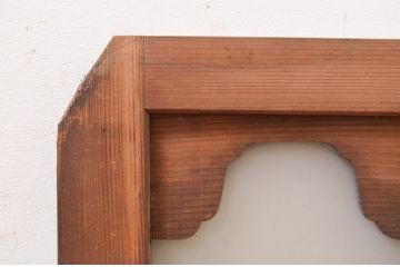 アンティーク建具　大正ロマン　変わったデザインの明かり取り1枚(ガラス欄間、明り取り)(R-071549)