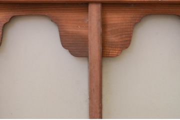アンティーク建具　大正ロマン　変わったデザインの明かり取り1枚(ガラス欄間、明り取り)(R-071549)