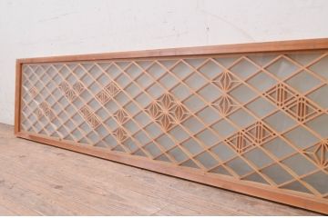 アンティーク建具　両面ガラス　上品な和の空間を演出する組子入り明かり取り1枚(明り取り、欄間)(R-071551)