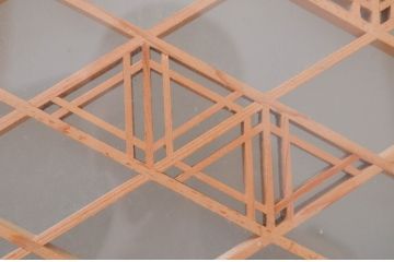 アンティーク建具　両面ガラス　上品な和の空間を演出する組子入り明かり取り1枚(明り取り、欄間)(R-071551)