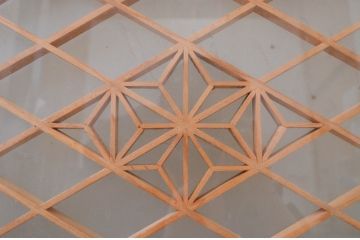 アンティーク建具　両面ガラス　上品な和の空間を演出する組子入り明かり取り1枚(明り取り、欄間)(R-071551)