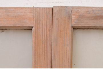 アンティーク建具　レトロな雰囲気を醸し出す明かり取り2枚セット(ガラス欄間、明り取り、FIX窓、フィックス、ガラス窓、嵌め殺し)(R-071558)