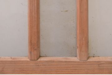 アンティーク建具　レトロな雰囲気を醸し出す明かり取り2枚セット(ガラス欄間、明り取り、FIX窓、フィックス、ガラス窓、嵌め殺し)(R-071558)