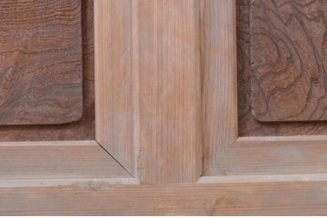 アンティーク建具　欅(ケヤキ)材　味のある玉杢が魅力的な横長FIX戸1枚(窓、明かり取り、明り取り、上り框、欄間、嵌め殺し、フィックス、板戸)(R-071559)